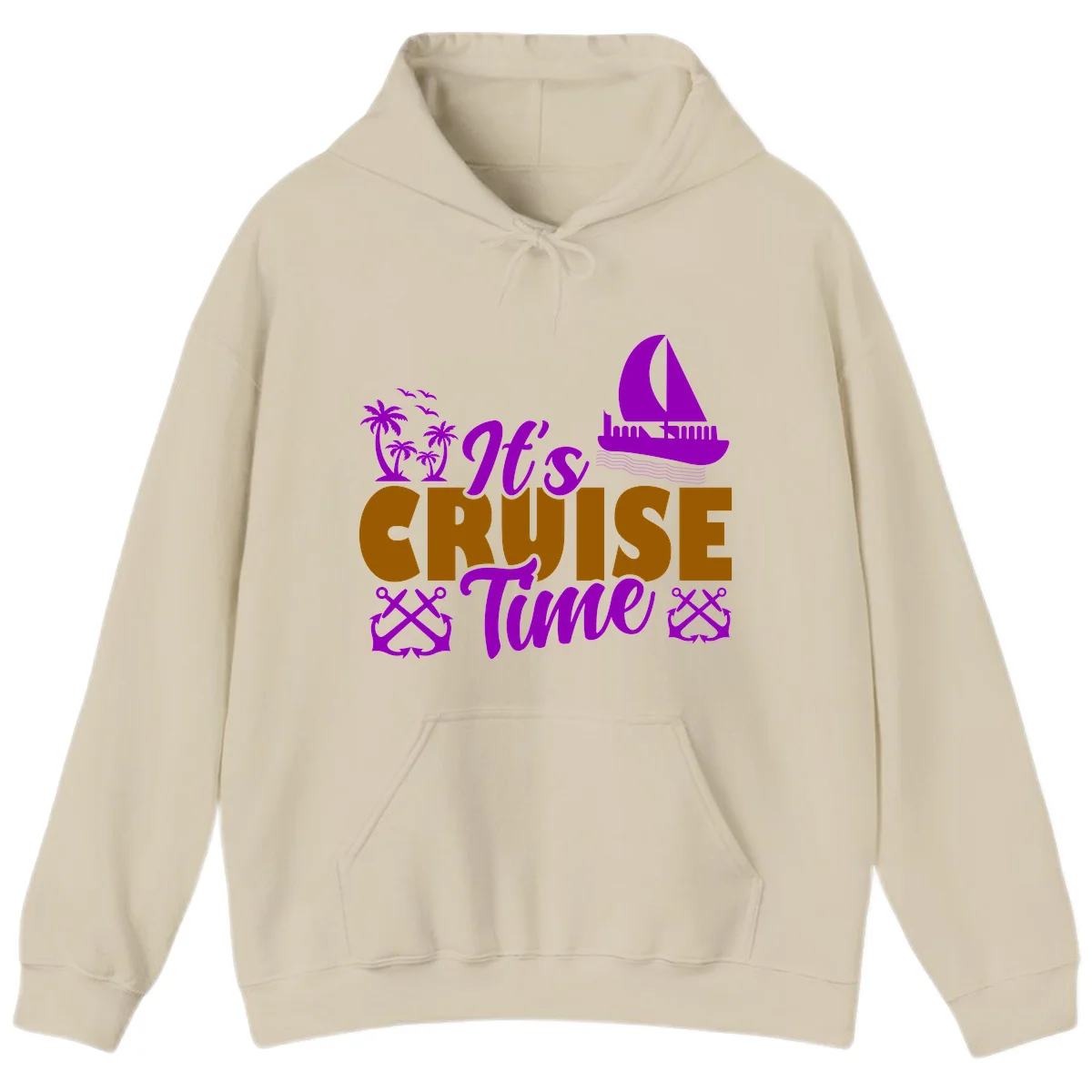It's Cruise Time Nautical Vibes Hoodie in Sand