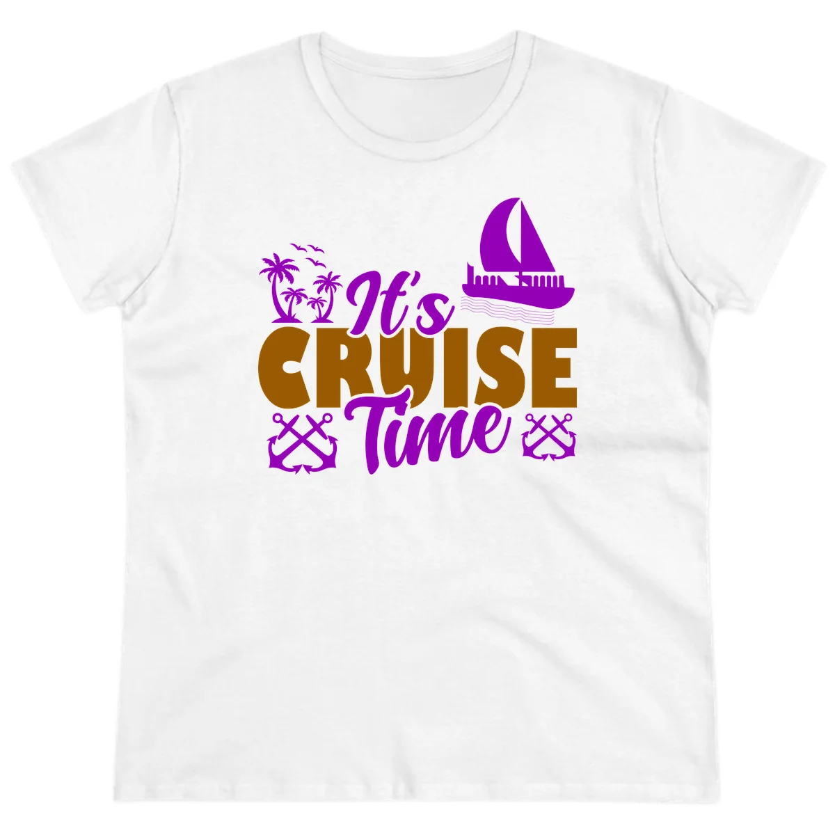 It's Cruise Time Nautical Vibes Ladies Tee in White