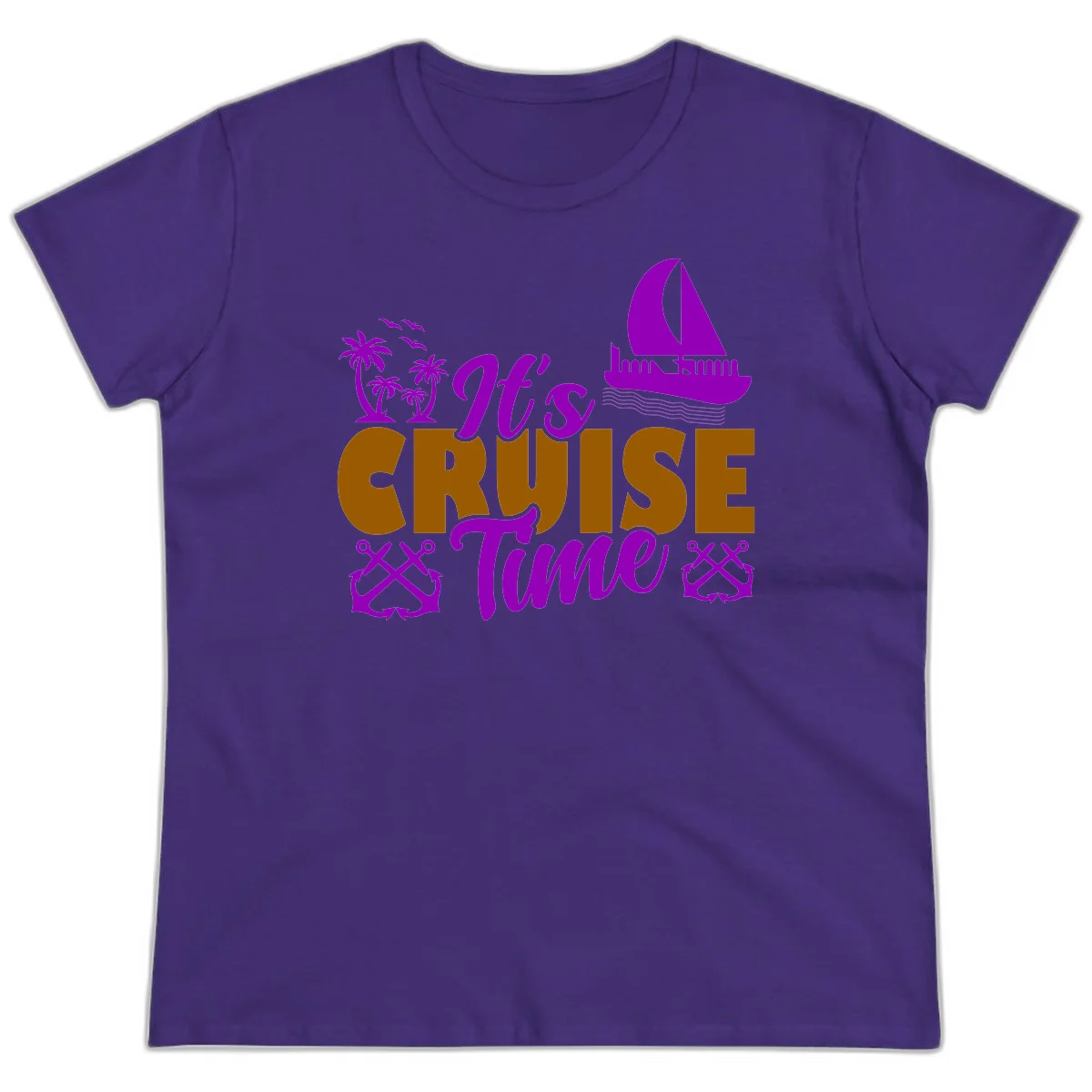 It's Cruise Time Nautical Vibes Ladies Tee in Purple