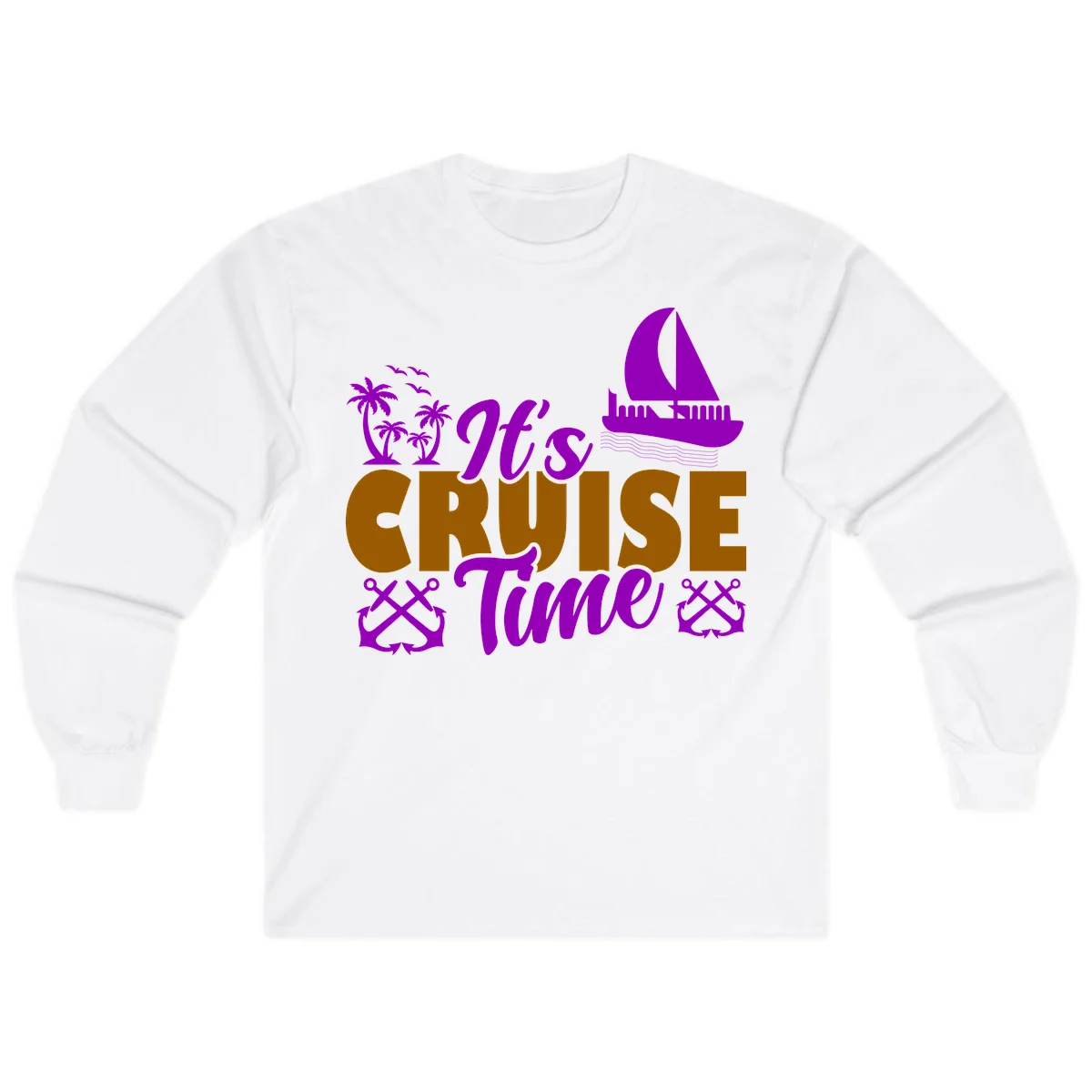 It's Cruise Time Nautical Vibes Long Sleeve in White