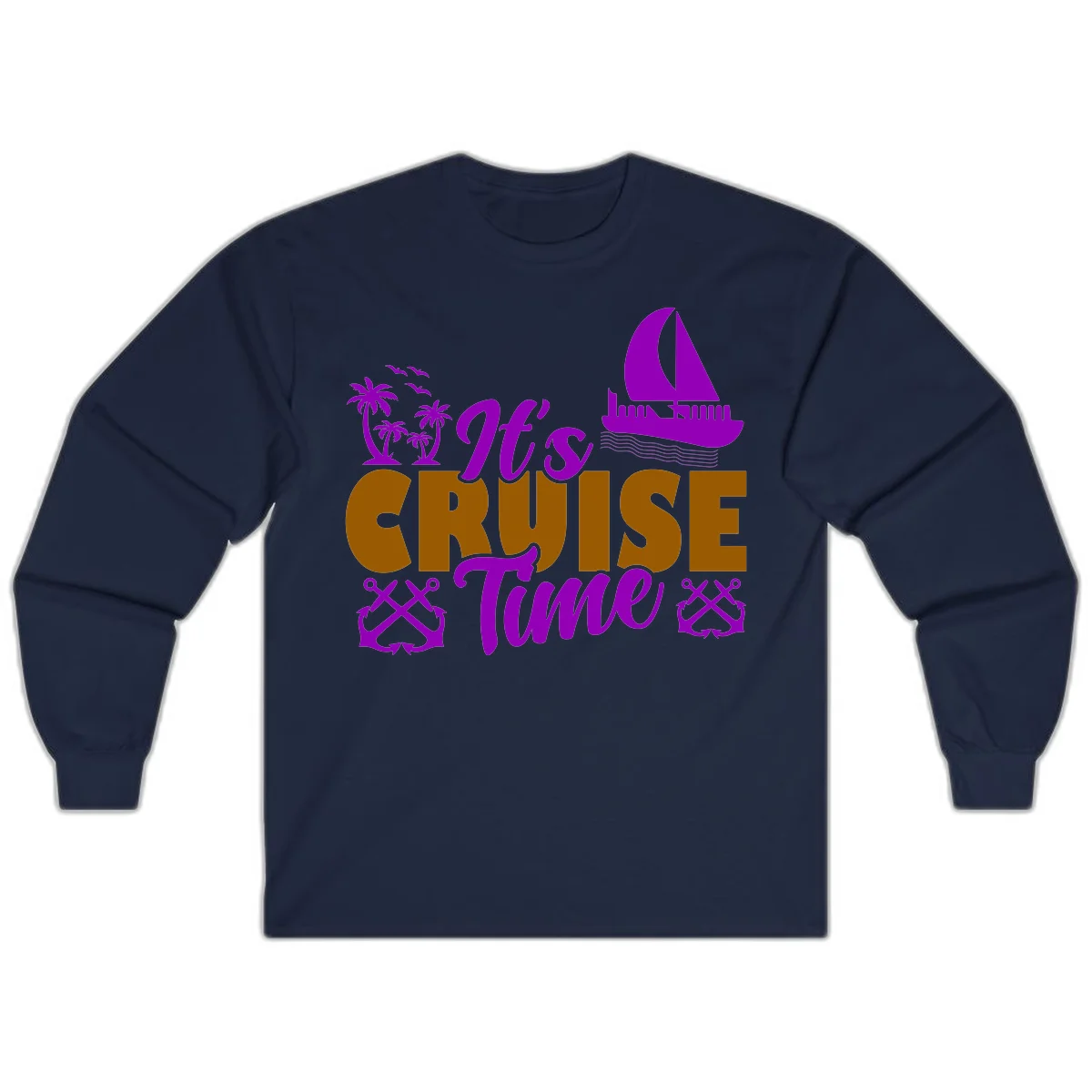 It's Cruise Time Nautical Vibes Long Sleeve in Navy
