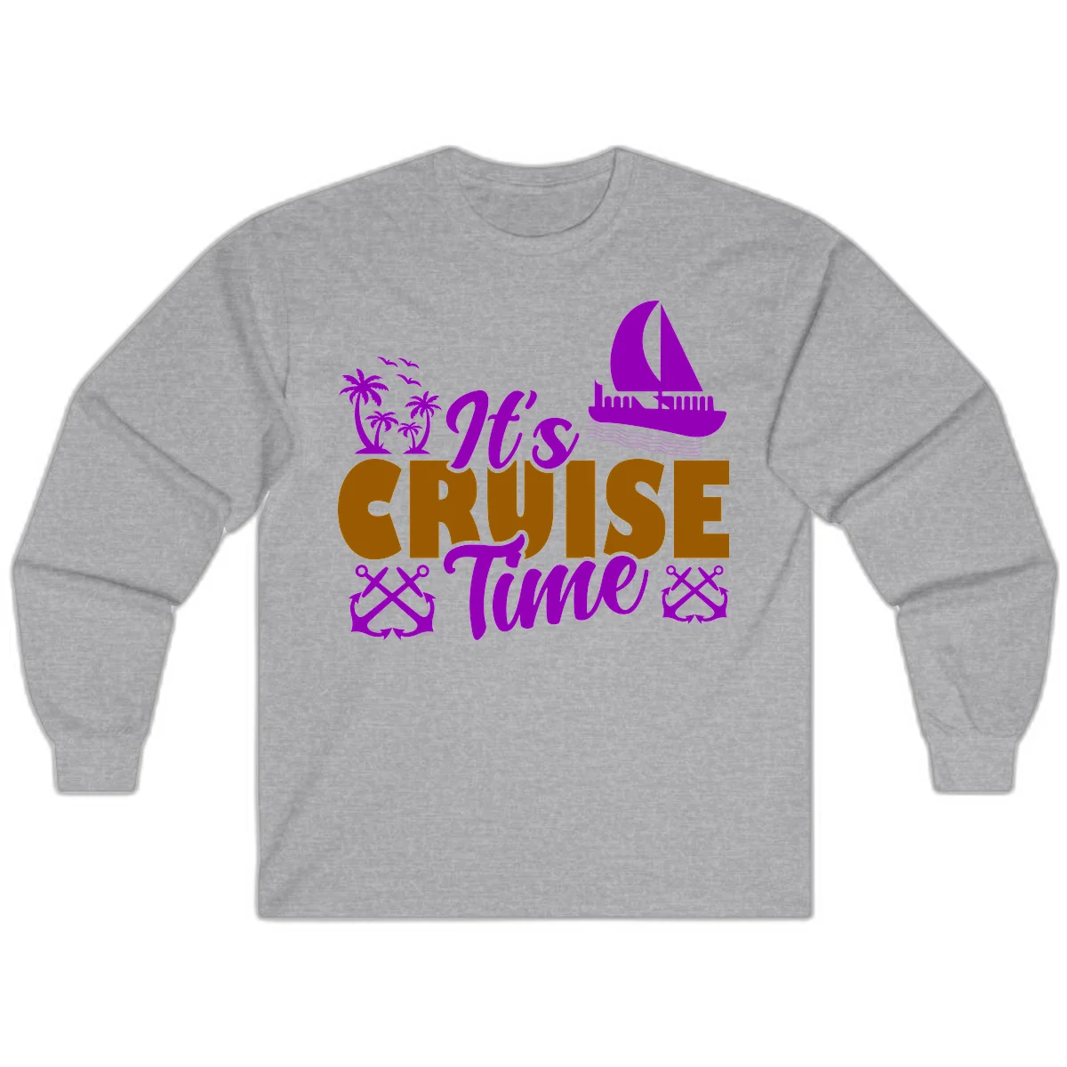 It's Cruise Time Nautical Vibes Long Sleeve in Sport Grey