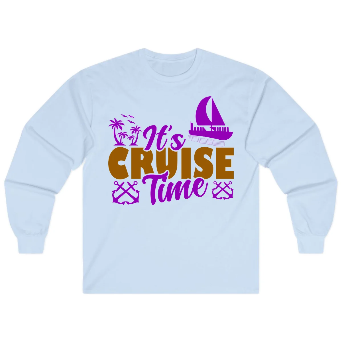 It's Cruise Time Nautical Vibes Long Sleeve in Light Blue