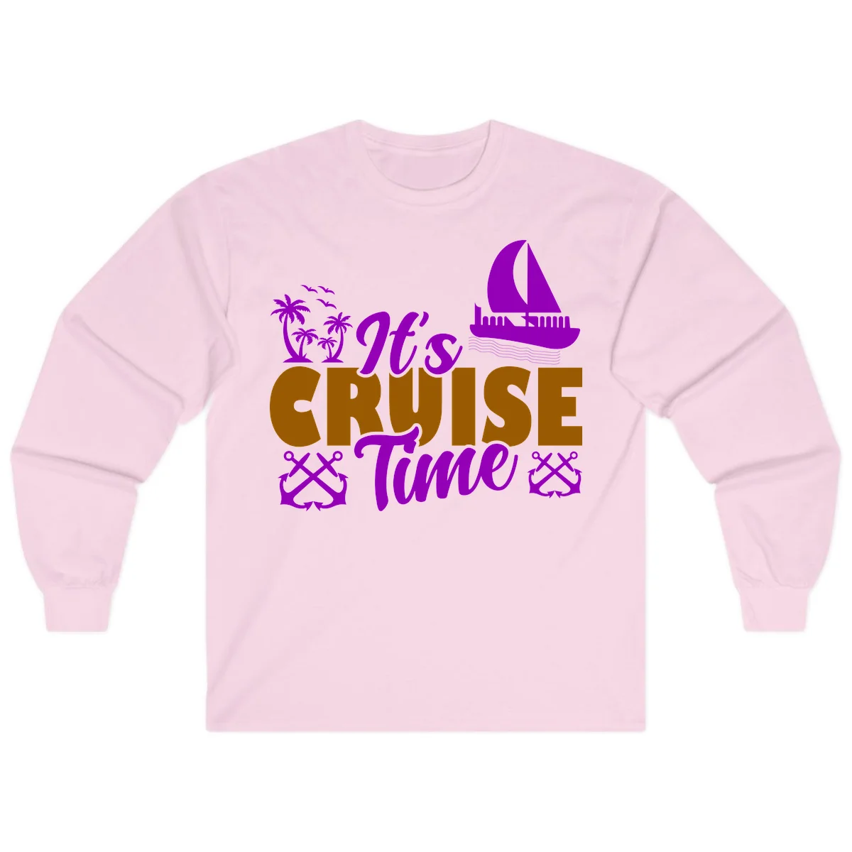 It's Cruise Time Nautical Vibes Long Sleeve in Light Pink