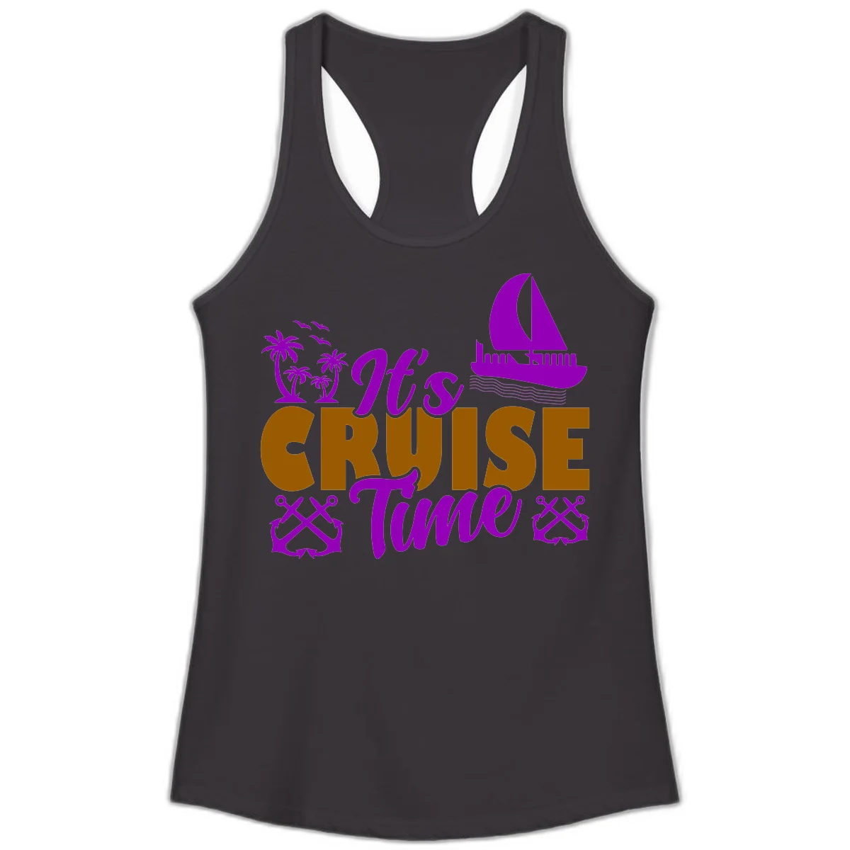 It's Cruise Time Nautical Vibes Ladies Tank in Black