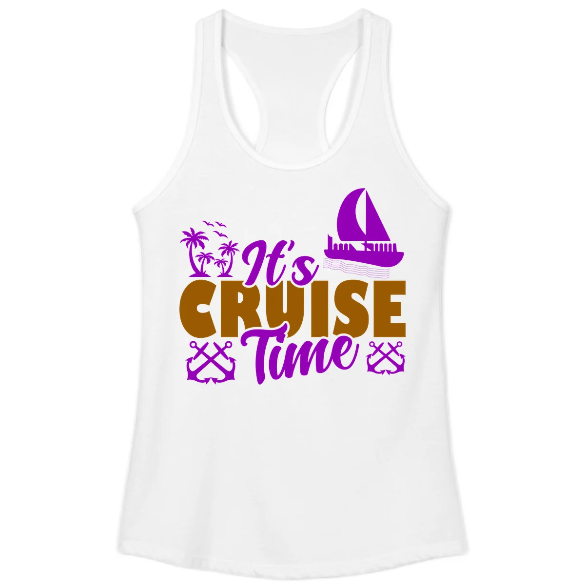 It's Cruise Time Nautical Vibes Ladies Tank in White