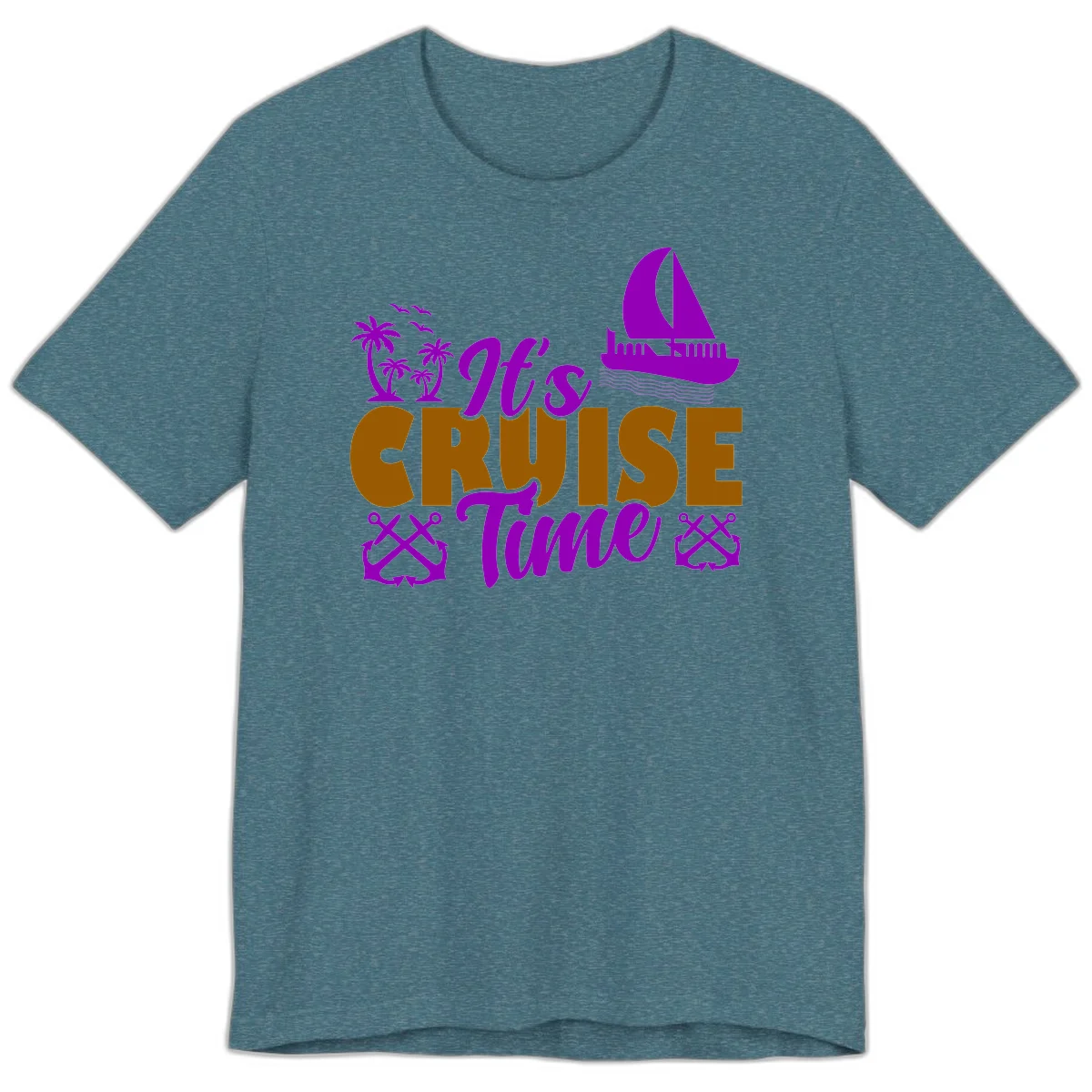 It's Cruise Time Nautical Vibes Premium T-Shirt in Heather Deep Teal