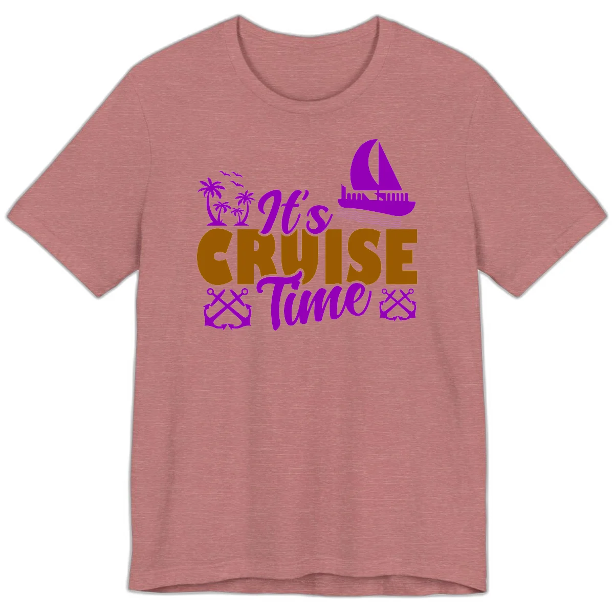 It's Cruise Time Nautical Vibes Premium T-Shirt in Heather Mauve