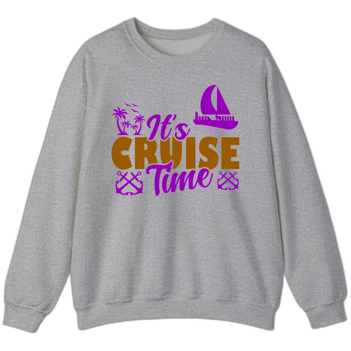It's Cruise Time Nautical Vibes Sweatshirt in Sport Grey