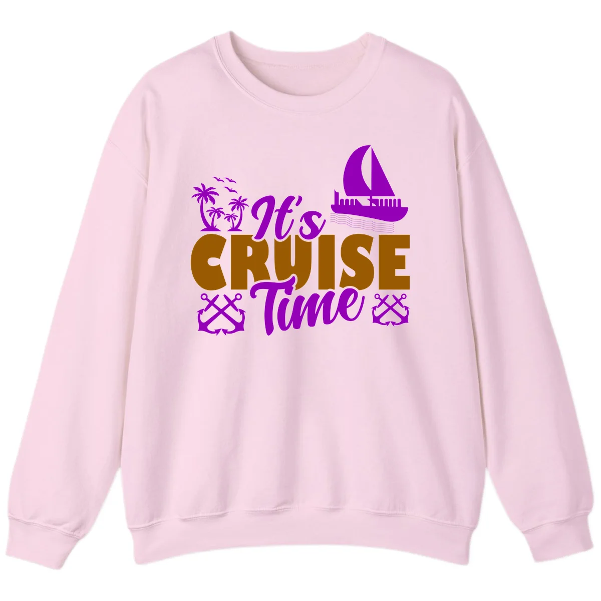 It's Cruise Time Nautical Vibes Sweatshirt in Light Pink