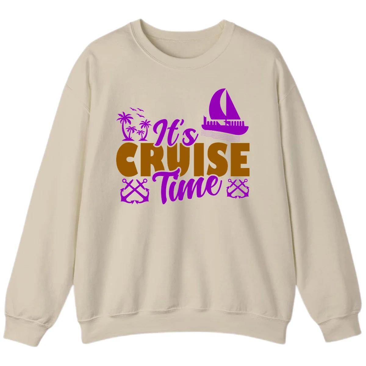 It's Cruise Time Nautical Vibes Sweatshirt in Sand