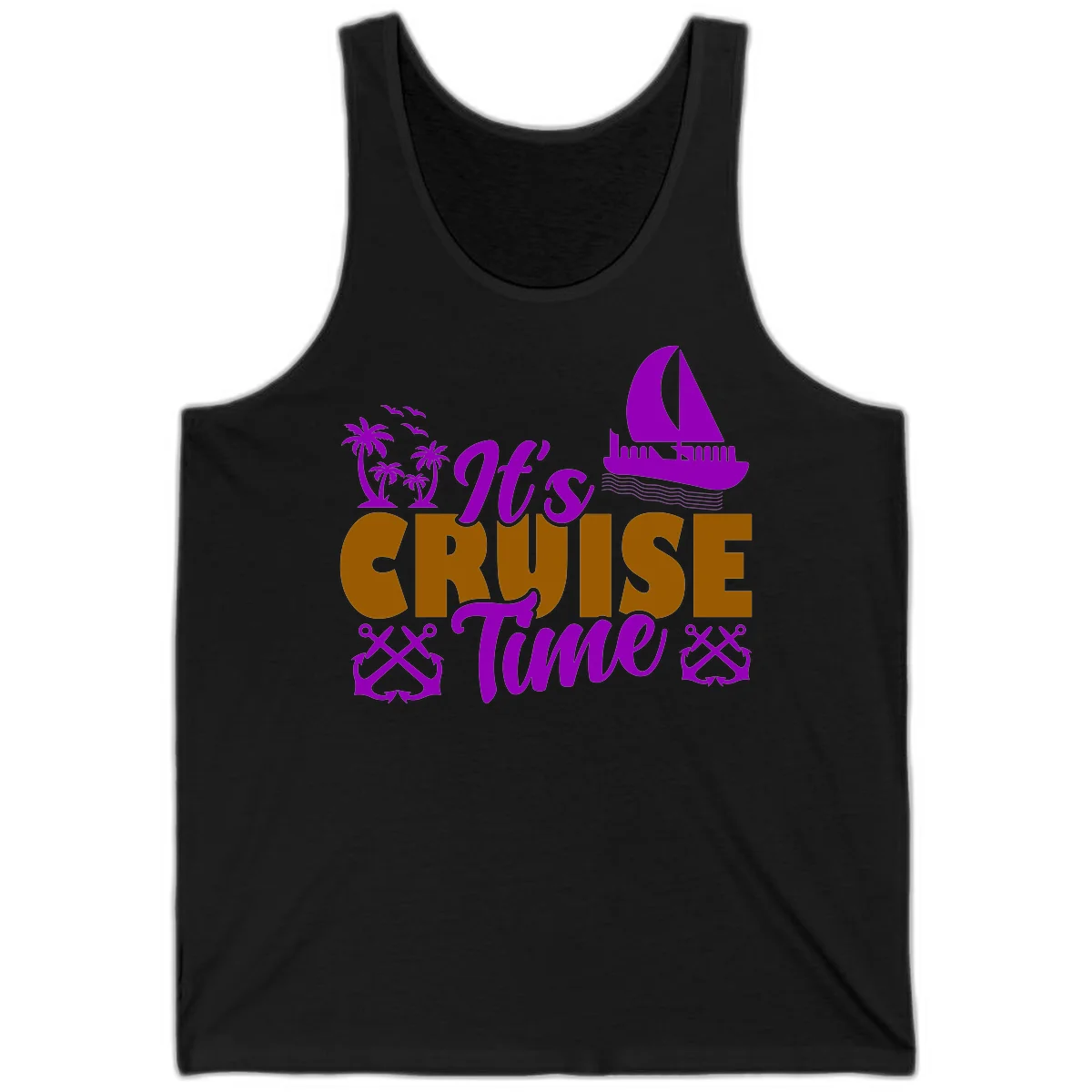 It's Cruise Time Nautical Vibes Tank in Black