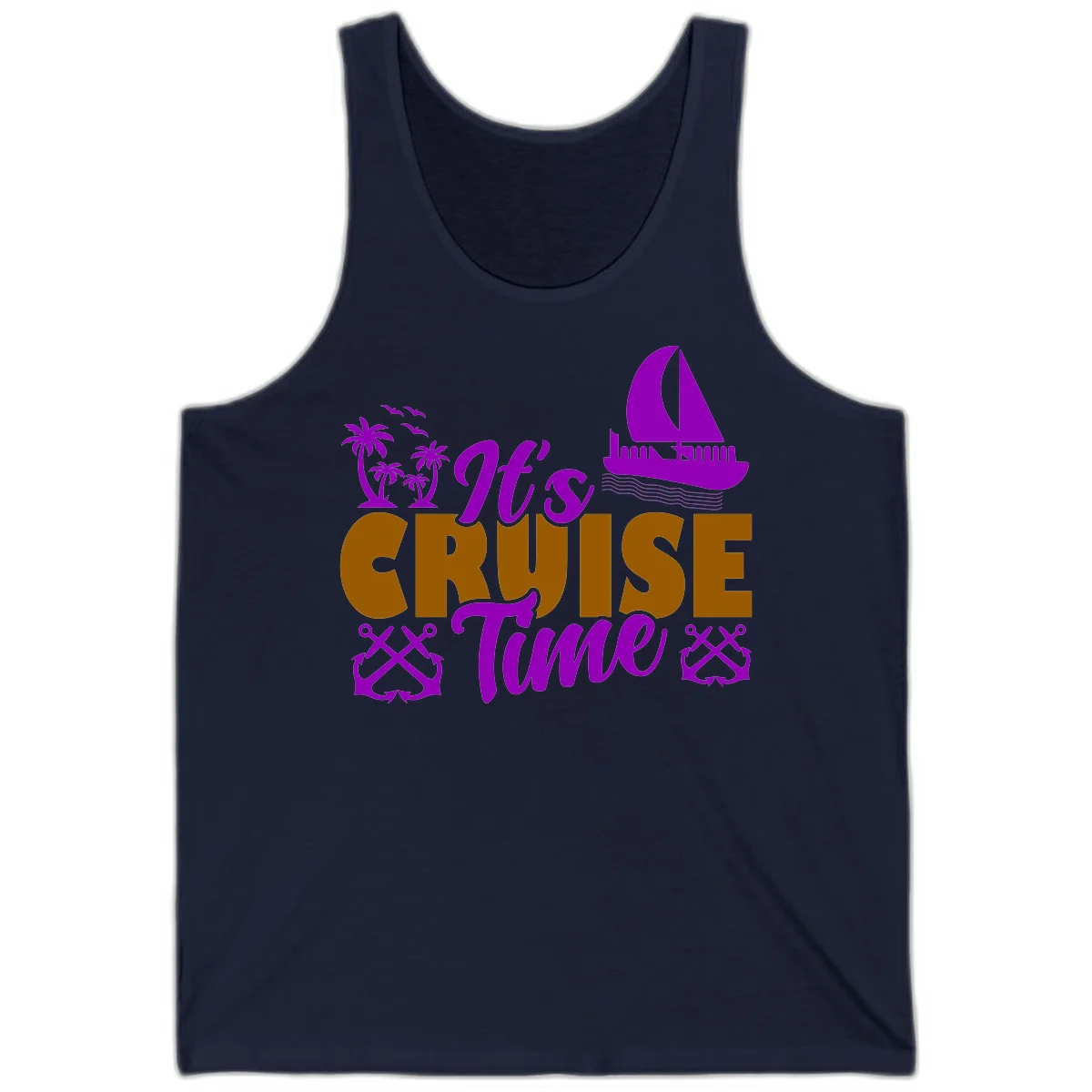 It's Cruise Time Nautical Vibes Tank in Navy