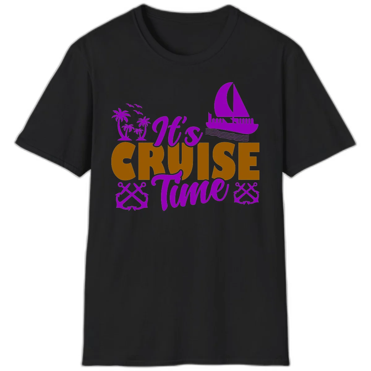 It's Cruise Time Nautical Vibes T-Shirt in Black