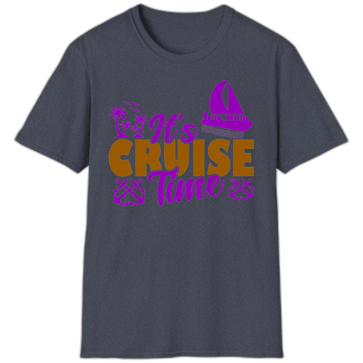 It's Cruise Time Nautical Vibes T-Shirt in Heather Navy