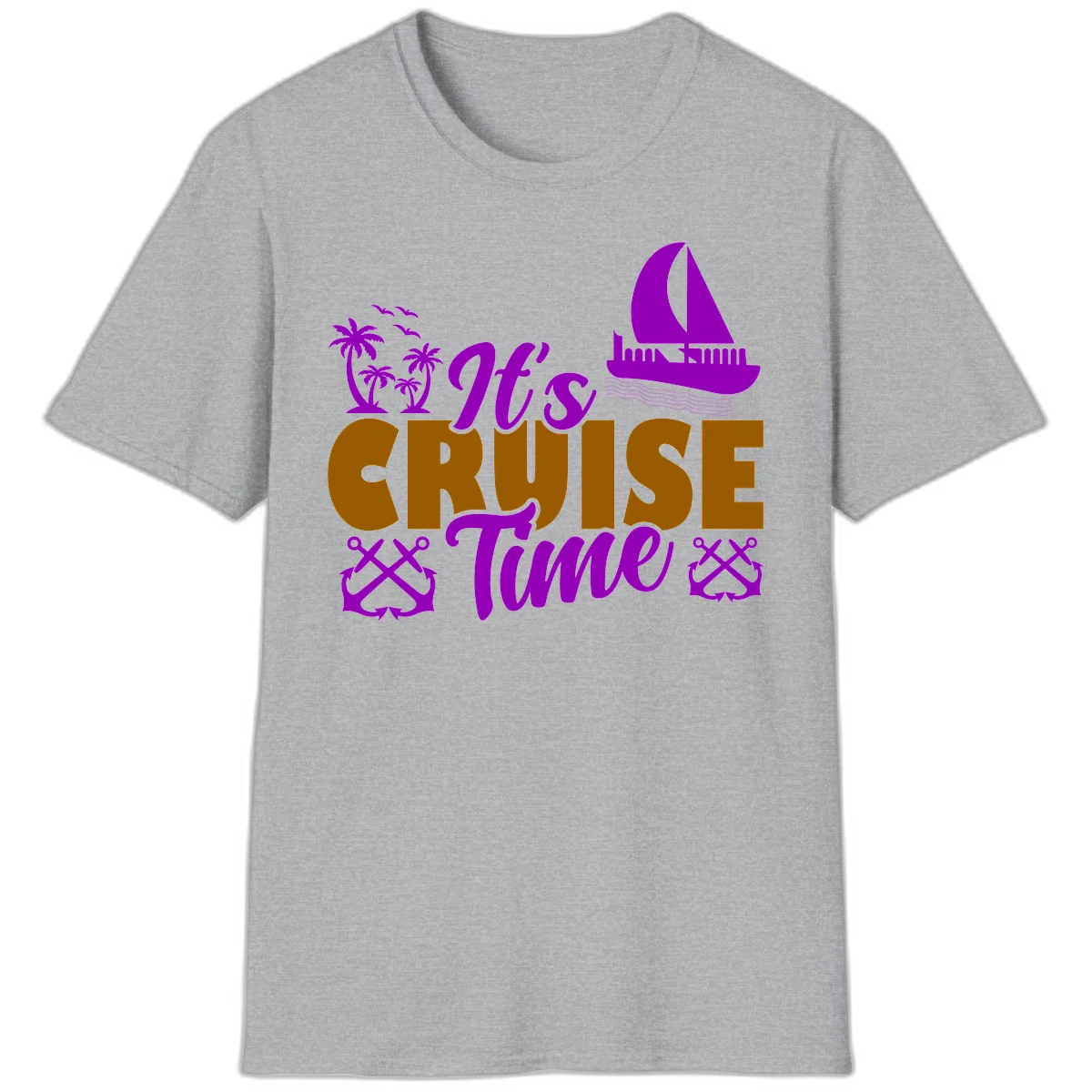 It's Cruise Time Nautical Vibes T-Shirt in Sport Grey