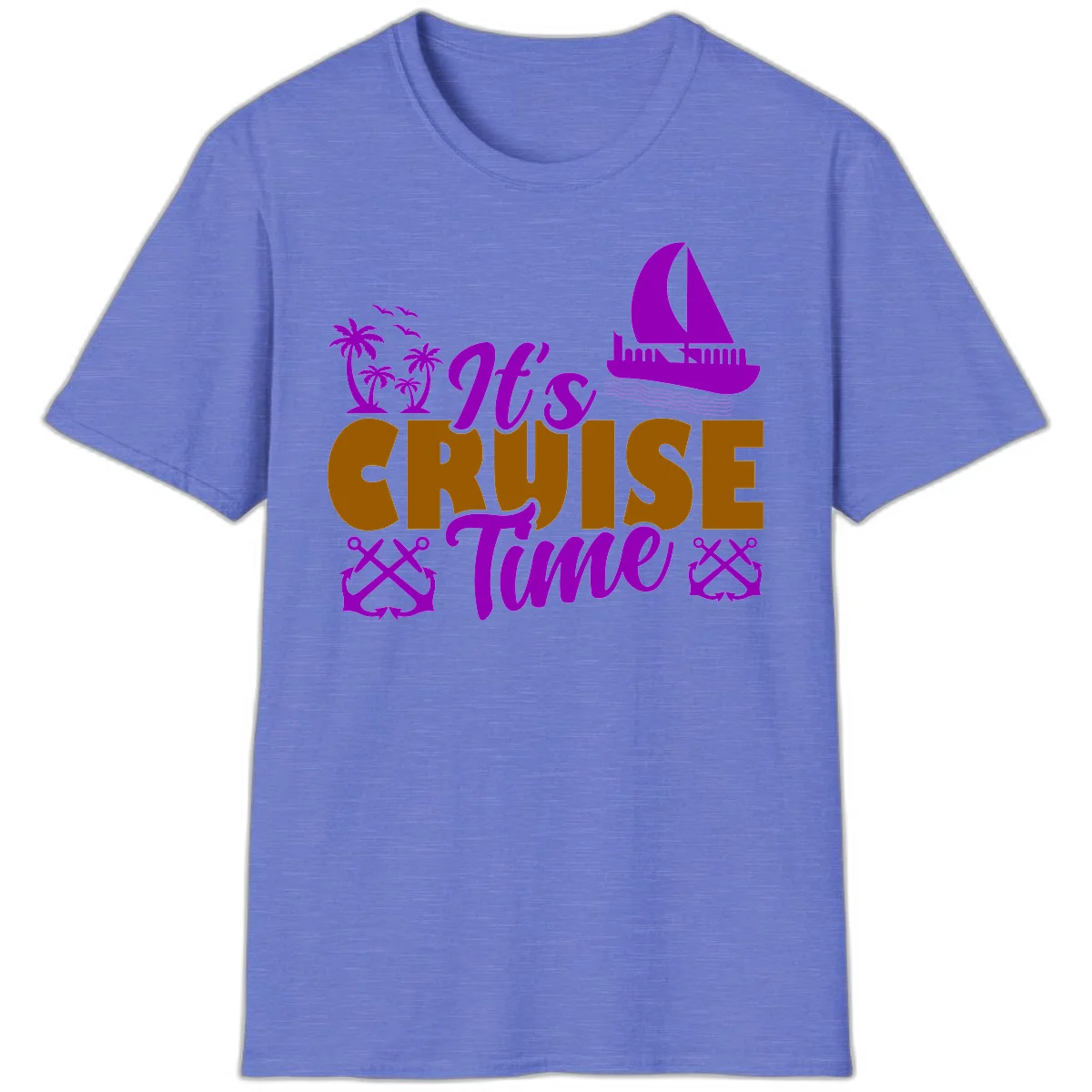 It's Cruise Time Nautical Vibes T-Shirt in Heather Royal