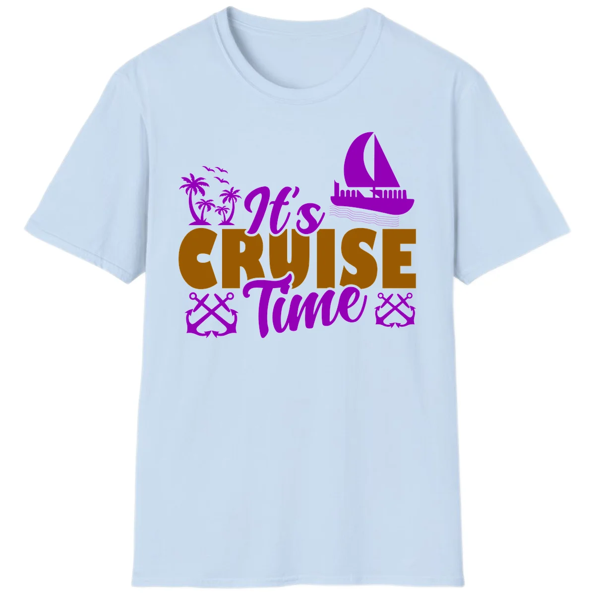 It's Cruise Time Nautical Vibes T-Shirt in Light Blue