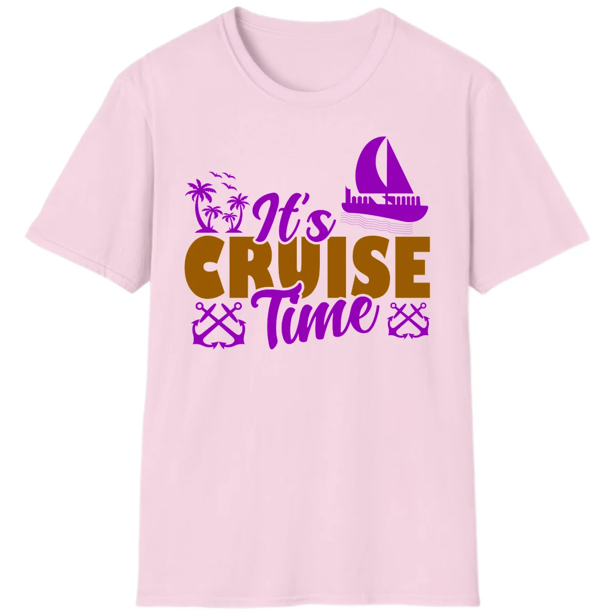 It's Cruise Time Nautical Vibes T-Shirt in Light Pink