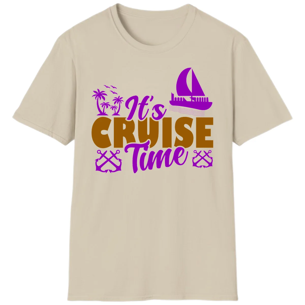 It's Cruise Time Nautical Vibes T-Shirt in Sand