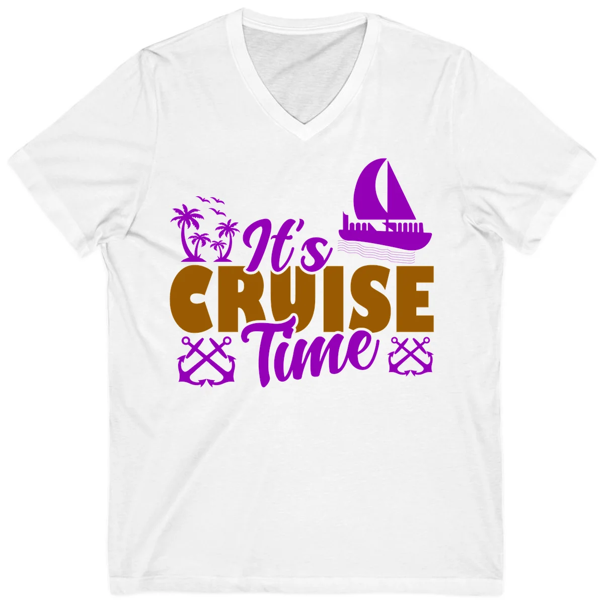 It's Cruise Time Nautical Vibes V-Neck in White