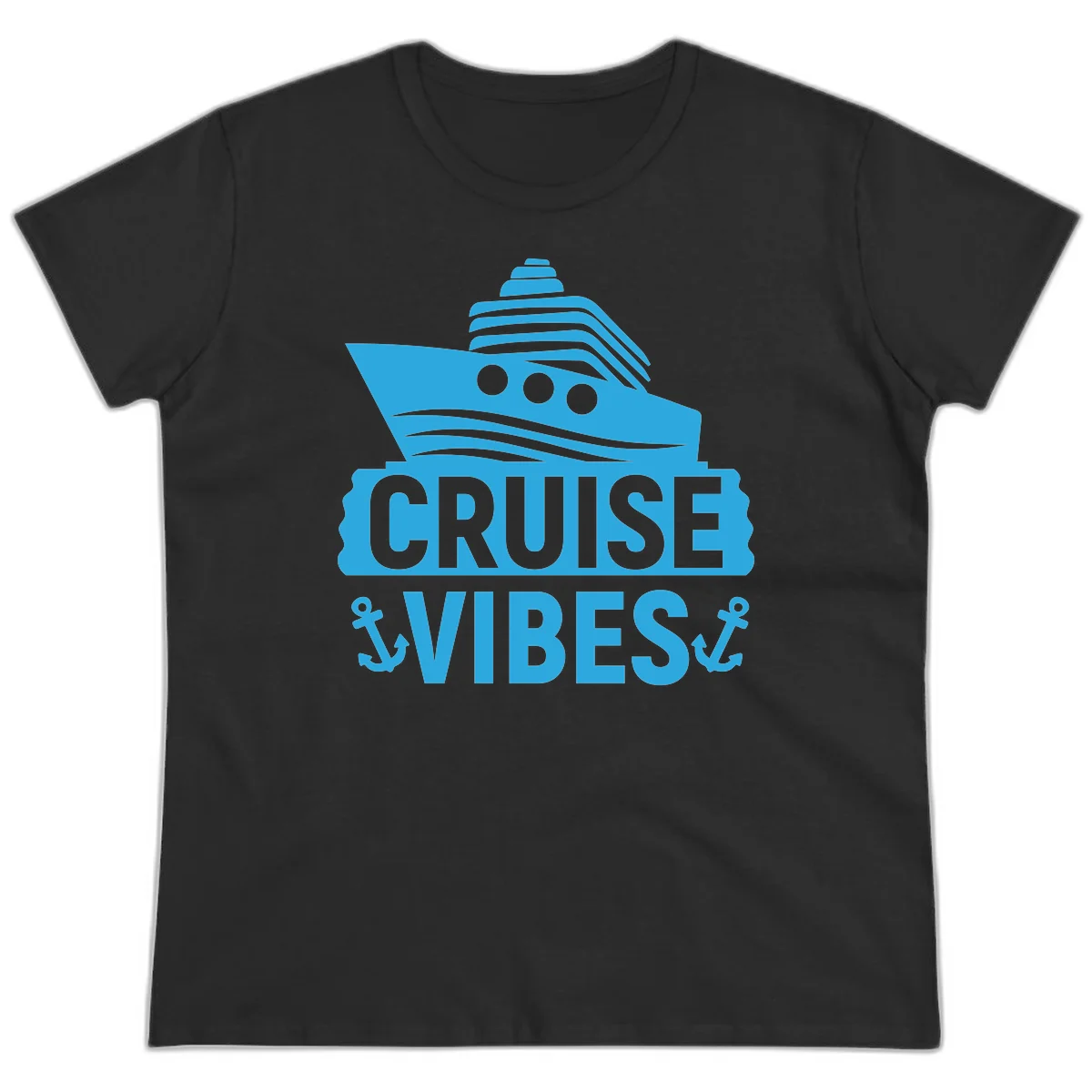 Cruise & Vibes Ladies Tee in Black