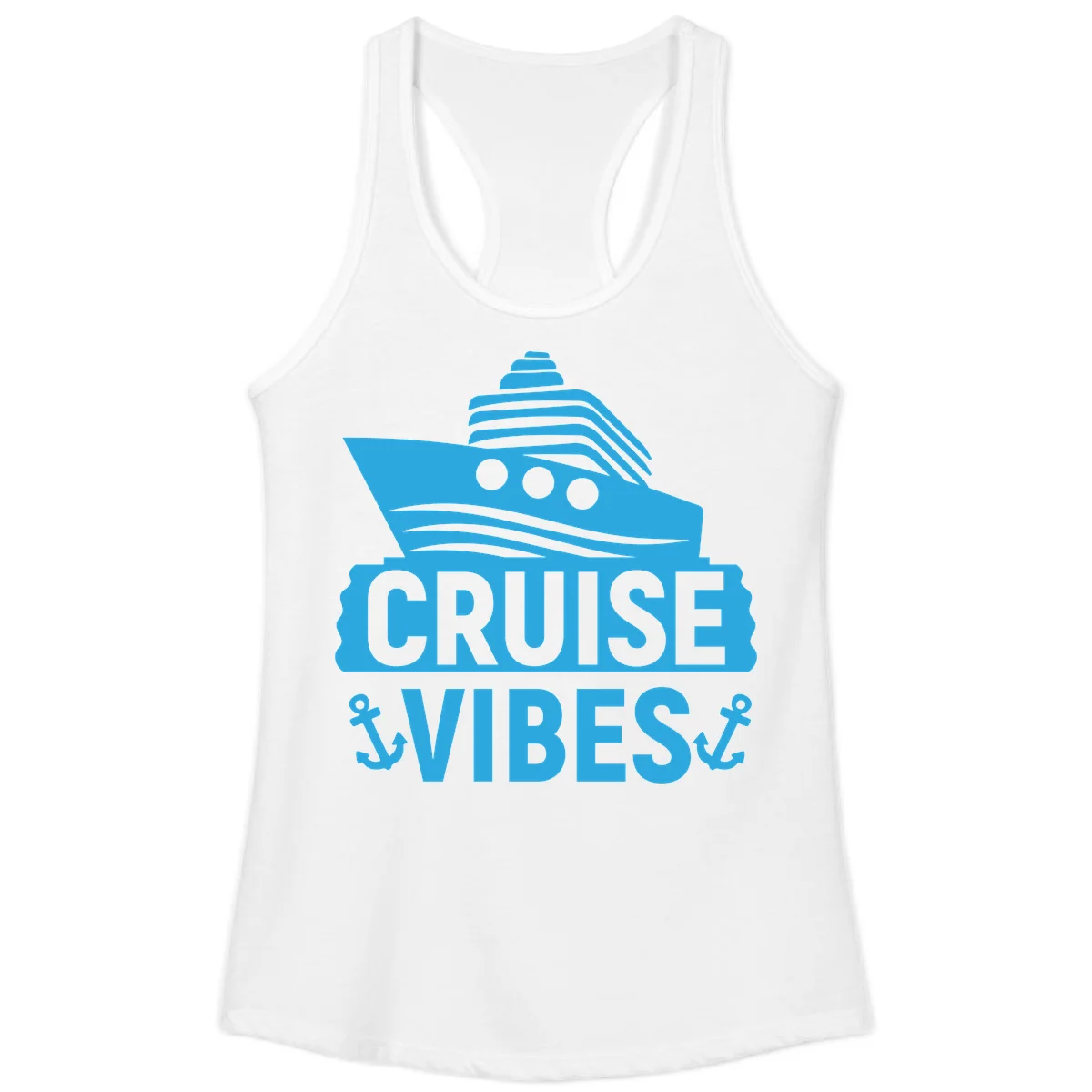 Cruise & Vibes Ladies Tank Top in White
