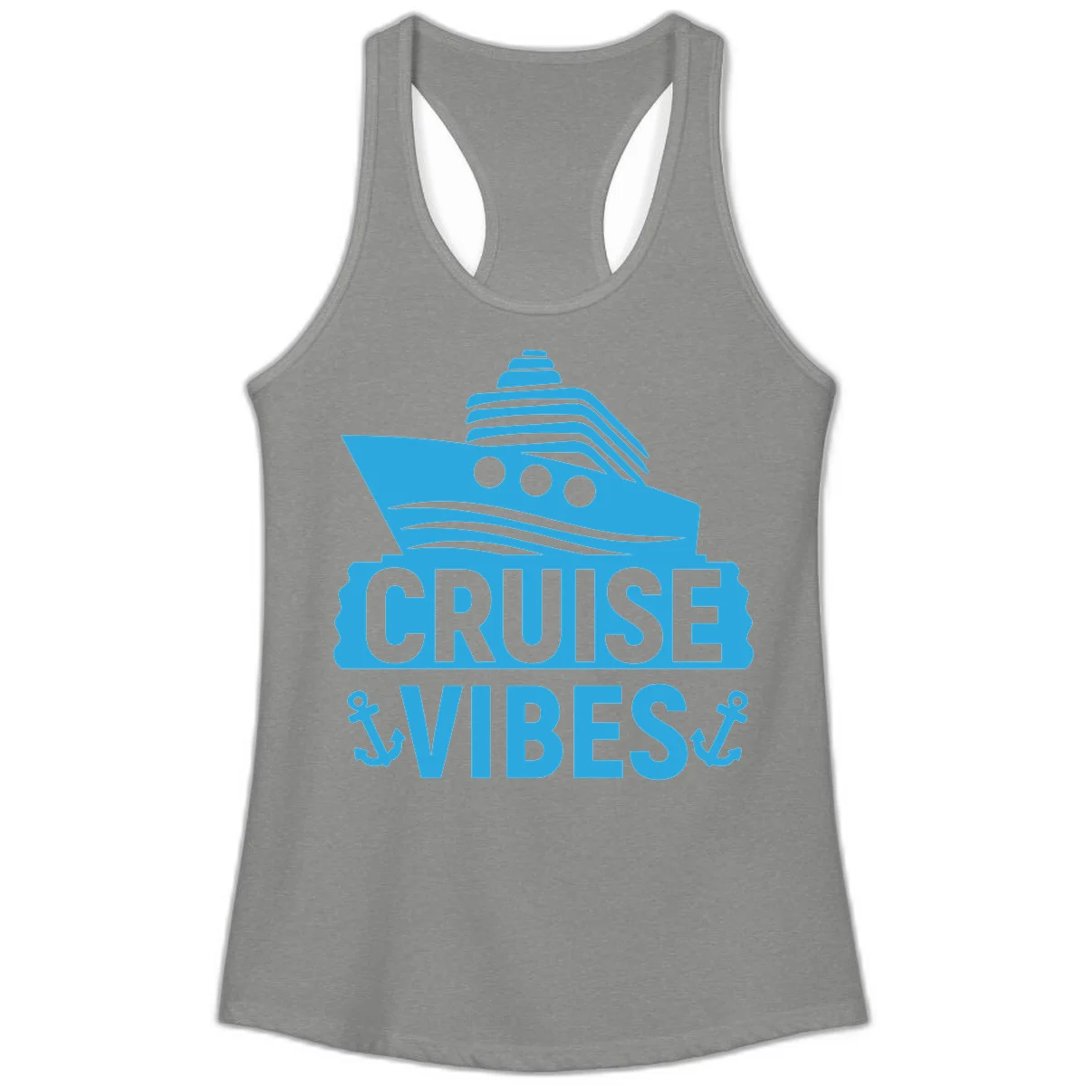 Cruise & Vibes Ladies Tank Top in Heather Grey