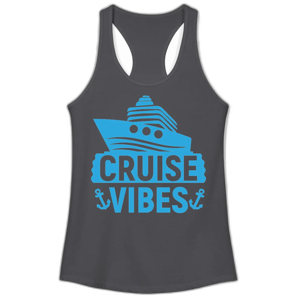 Cruise & Vibes Ladies Tank Top in Solid Dark Gray