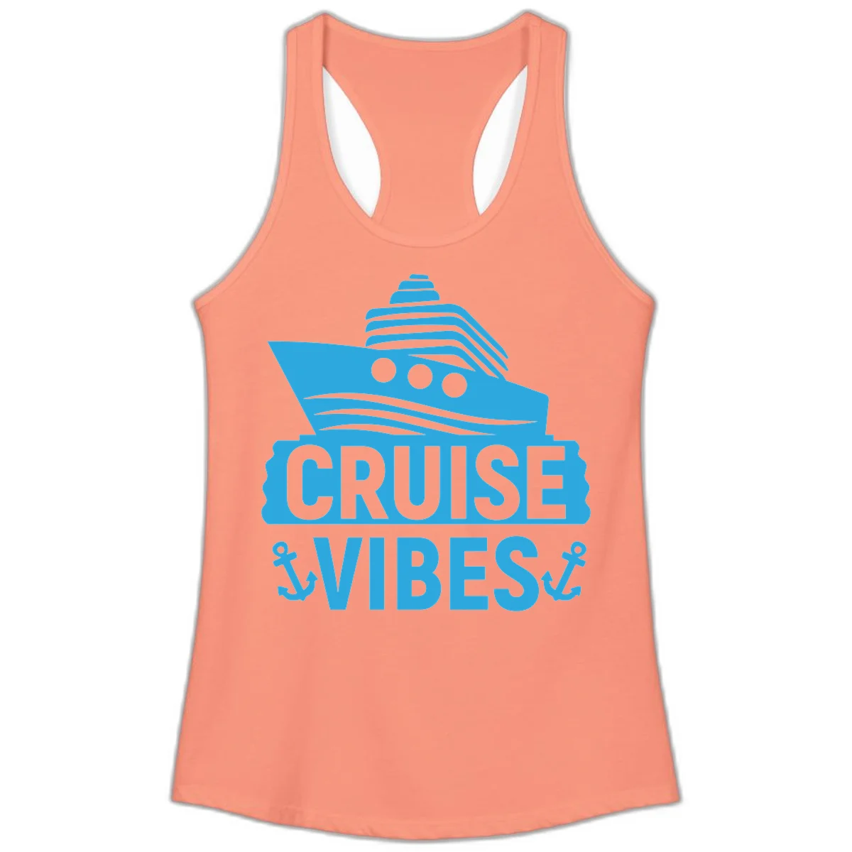 Cruise & Vibes Ladies Tank Top in Solid Light Orange