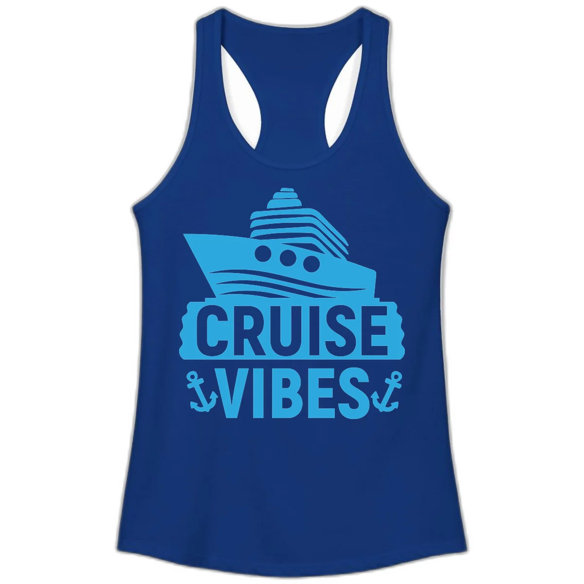 Cruise & Vibes Ladies Tank Top in Solid Royal