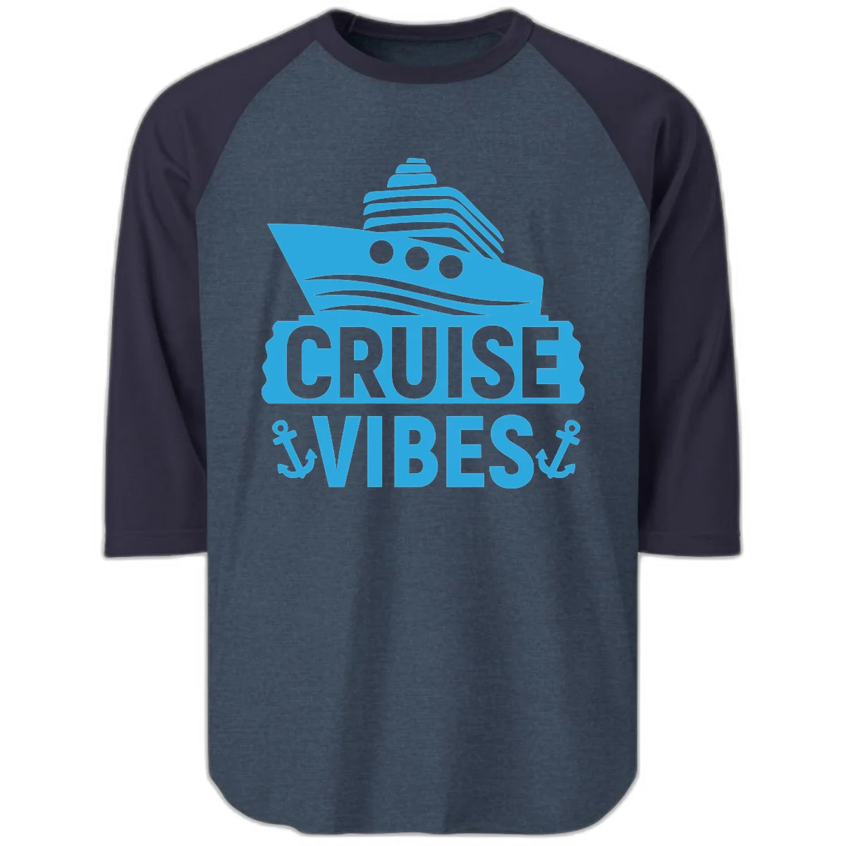 Cruise & Vibes Raglan 3/4 Sleeve in Heather Denim Navy