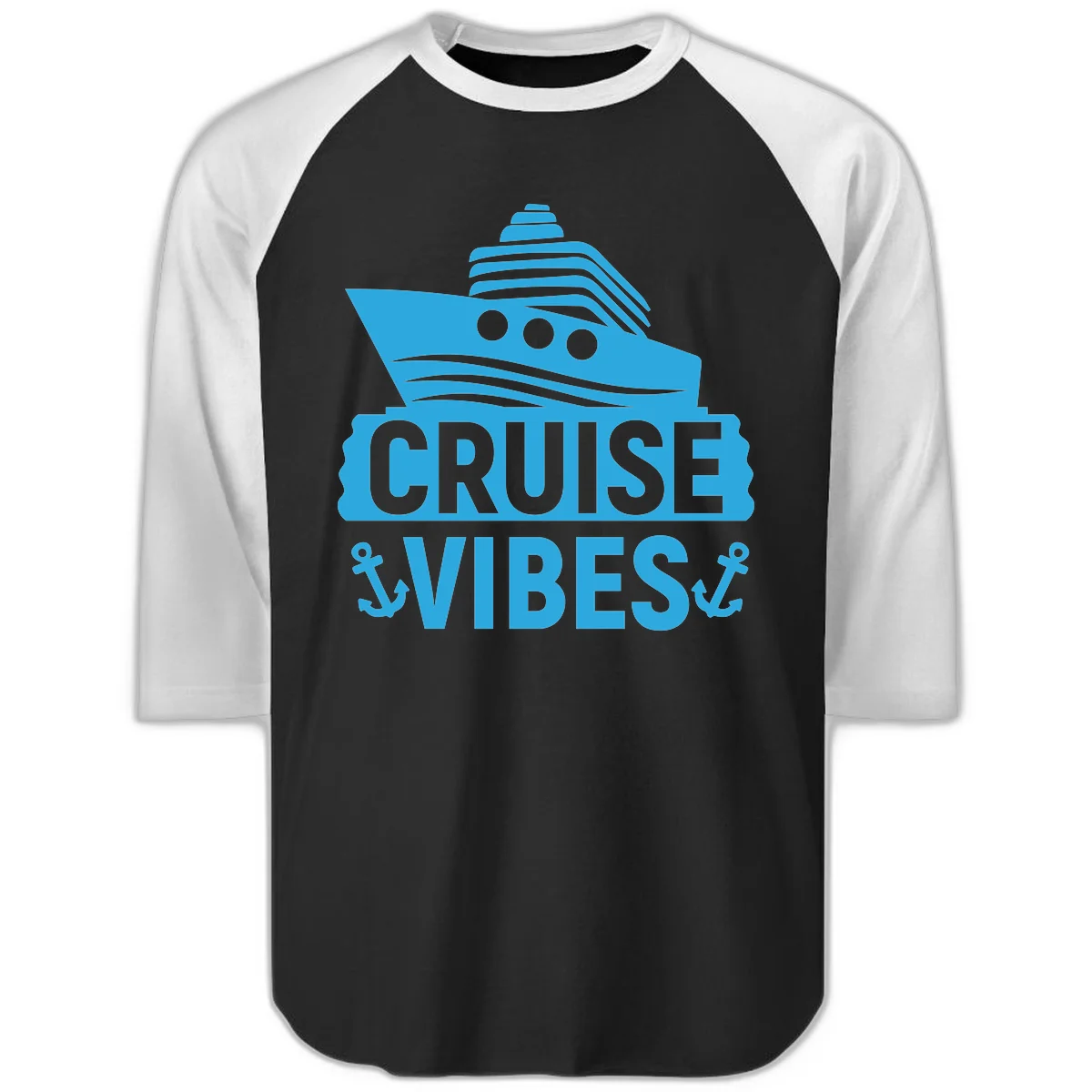 Cruise & Vibes Raglan 3/4 Sleeve in Black White