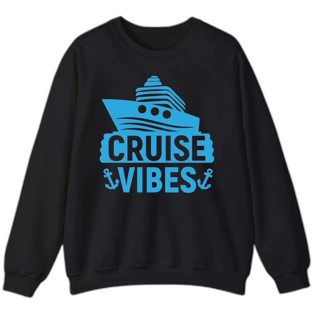 Cruise & Vibes Crewneck Sweatshirt in Black
