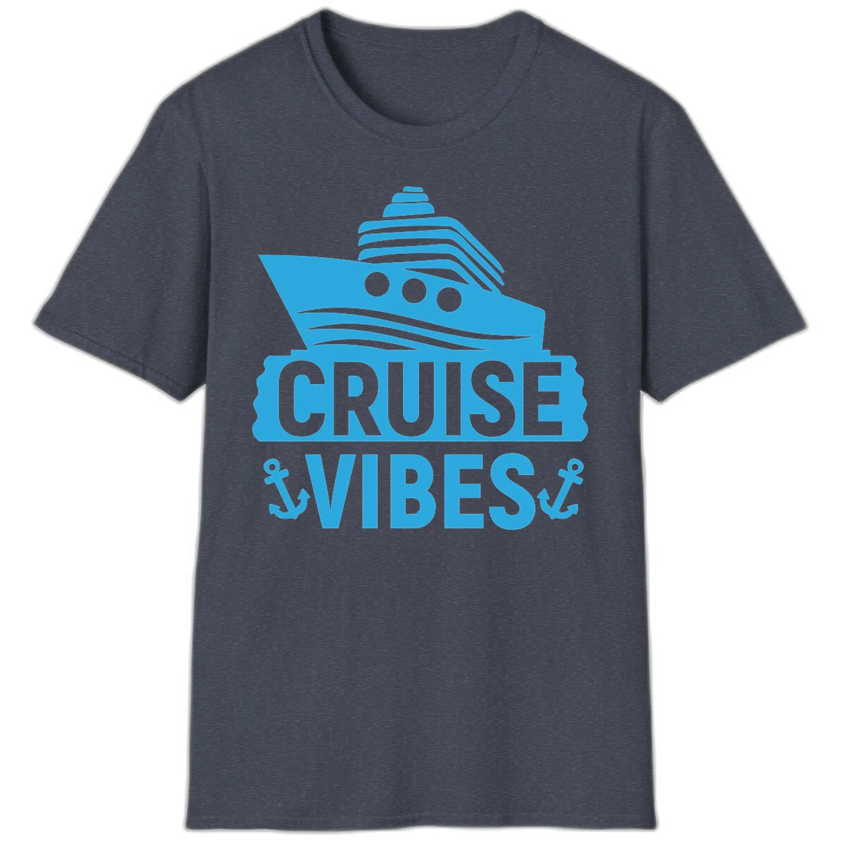 Cruise & Vibes T-Shirt in Heather Navy