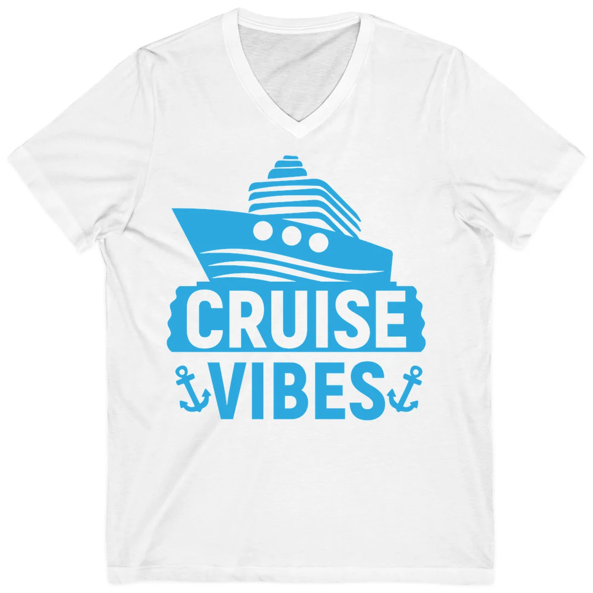 Cruise & Vibes V-Neck T-Shirt in White