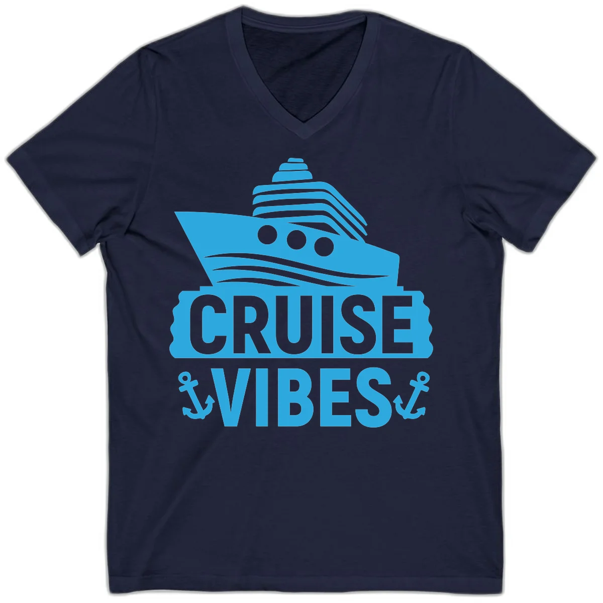 Cruise & Vibes V-Neck T-Shirt in Navy