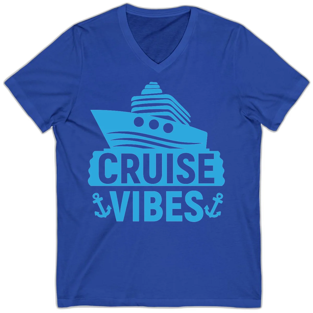 Cruise & Vibes V-Neck T-Shirt in True Royal