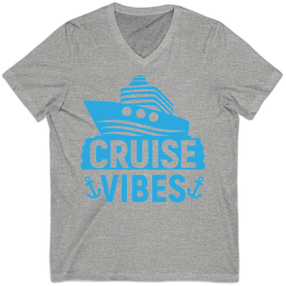 Cruise & Vibes V-Neck T-Shirt in Athletic Heather