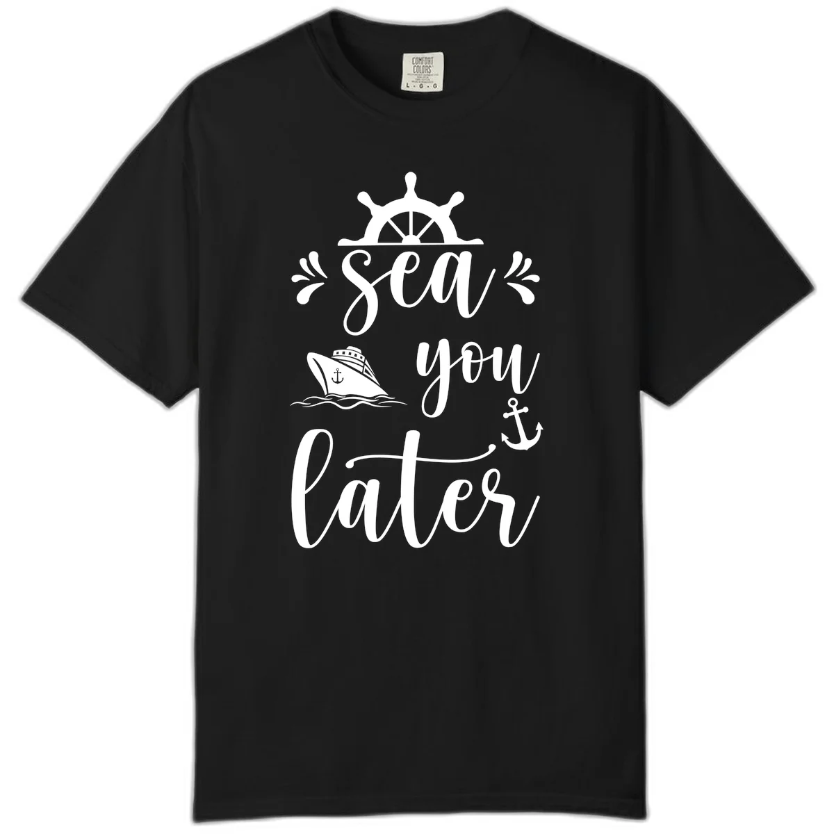 Sea You On The Sails Comfort Color T-Shirt in Black