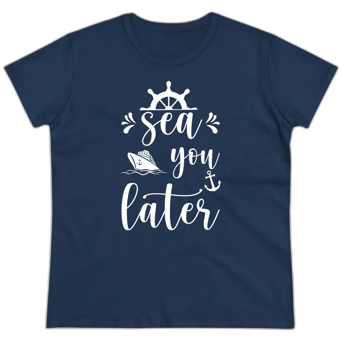 Sea You On The Sails Ladies Tee in Navy