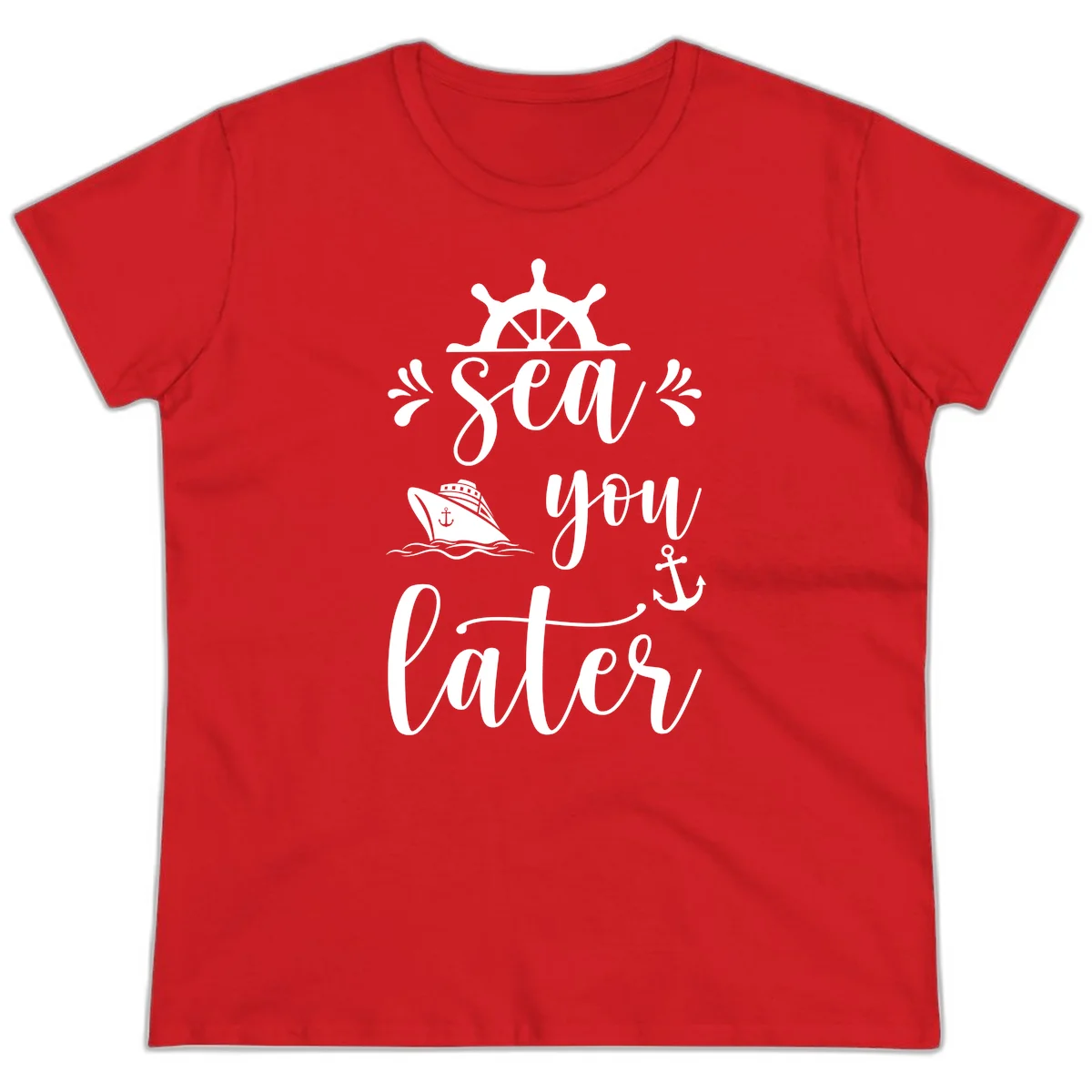 Sea You On The Sails Ladies Tee in Red