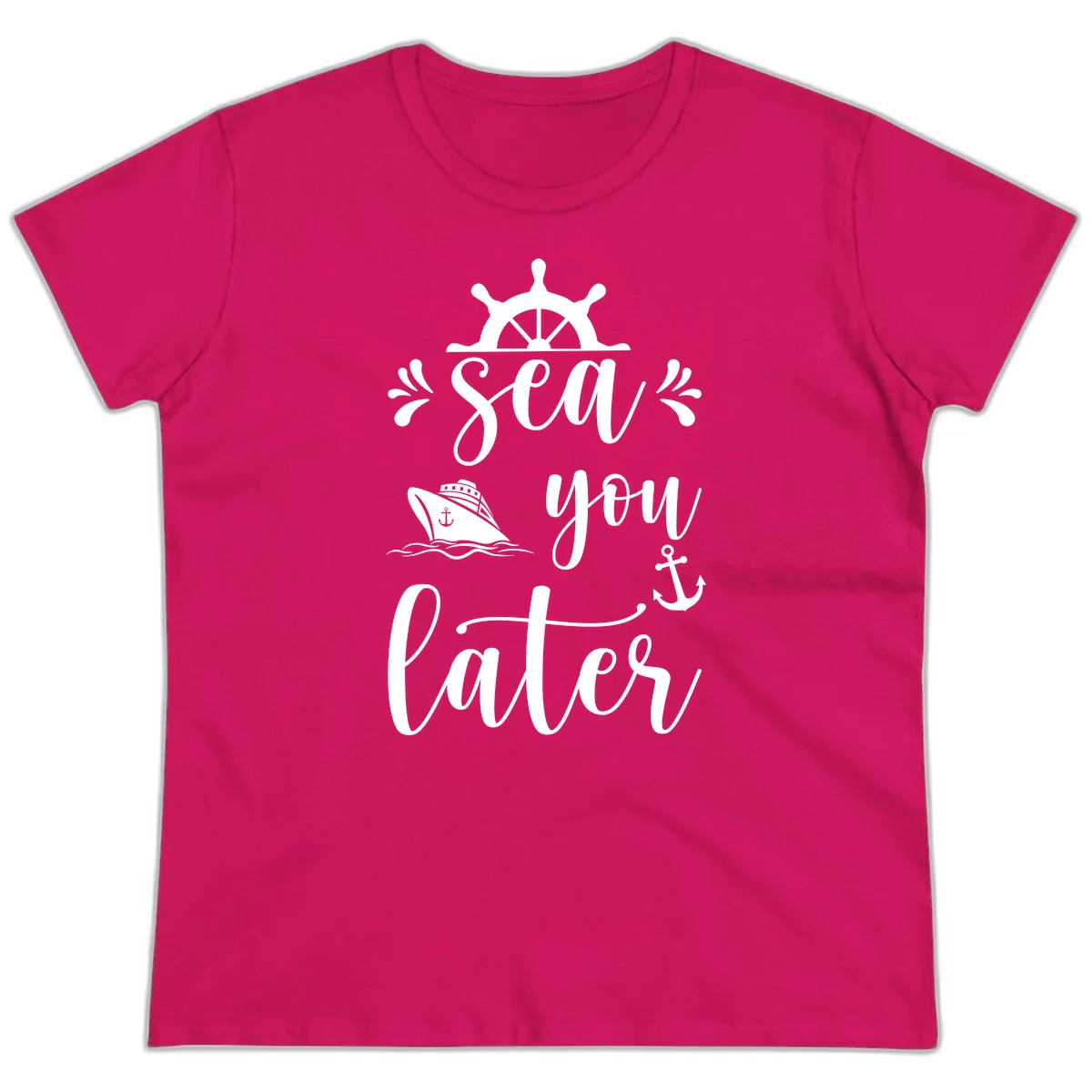 Sea You On The Sails Ladies Tee in Heliconia