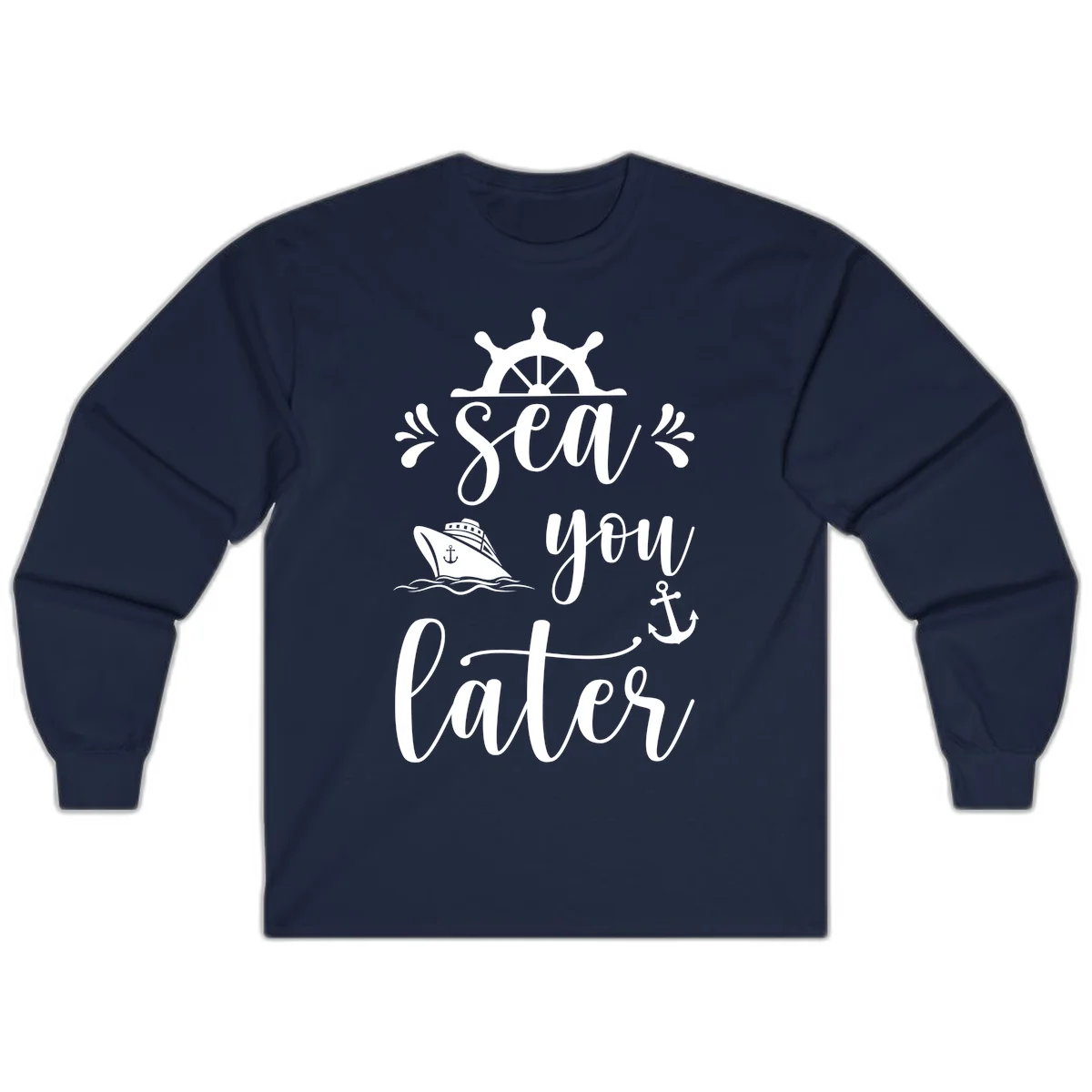 Sea You On The Sails Long Sleeve T-Shirt in Navy