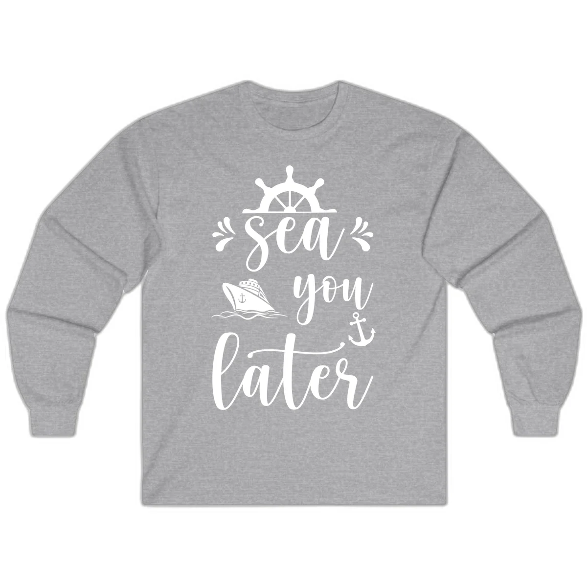 Sea You On The Sails Long Sleeve T-Shirt in Sport Grey