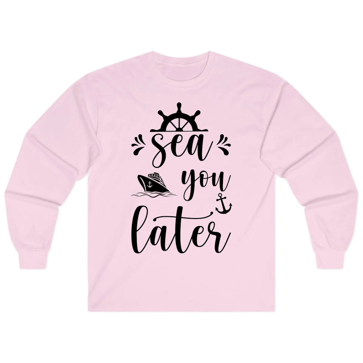 Sea You On The Sails Long Sleeve T-Shirt in Light Pink