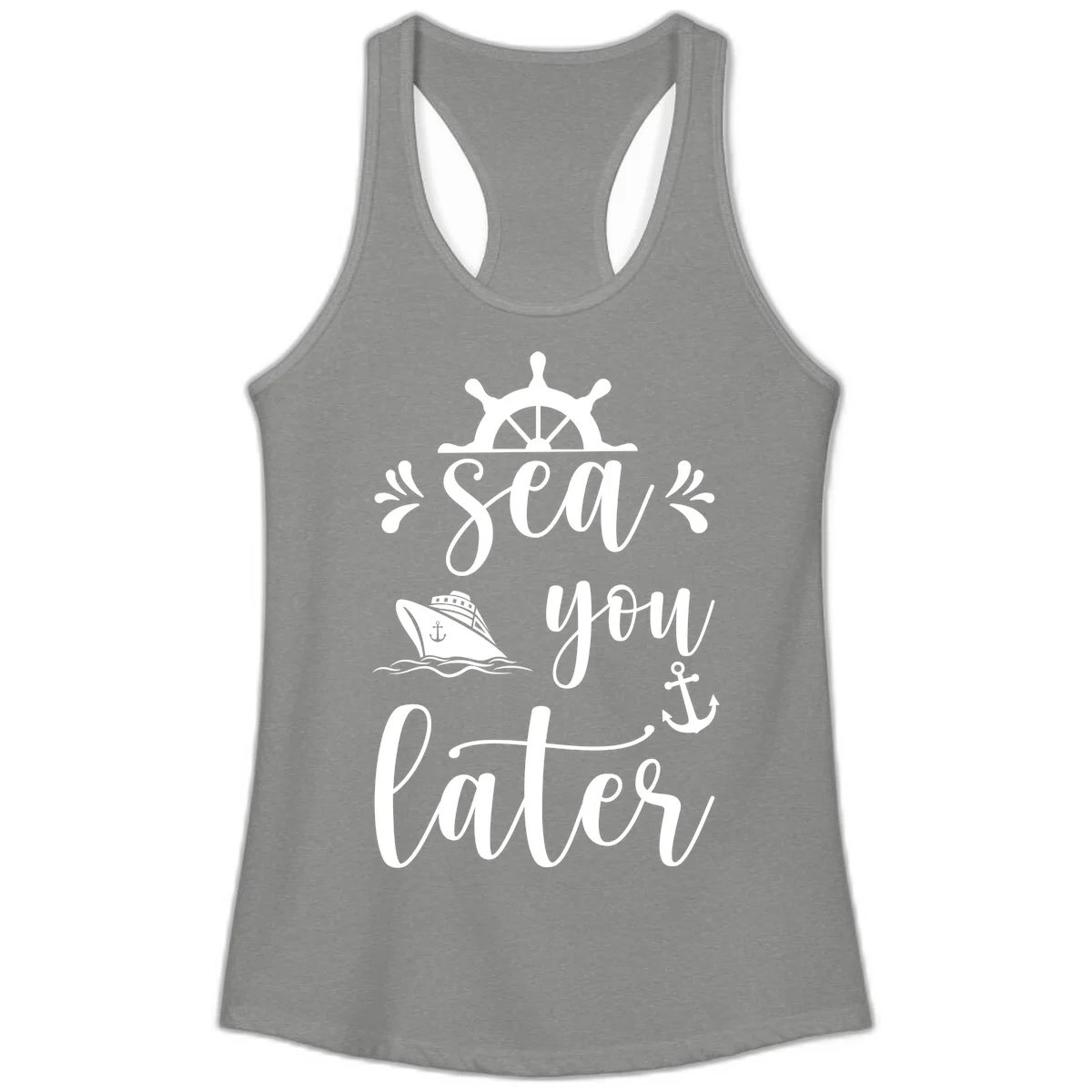 Sea You On The Sails Ladies Tank Top in Heather Grey