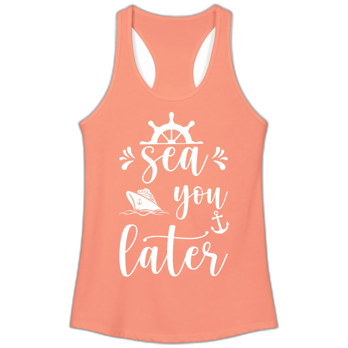 Sea You On The Sails Ladies Tank Top in Solid Light Orange