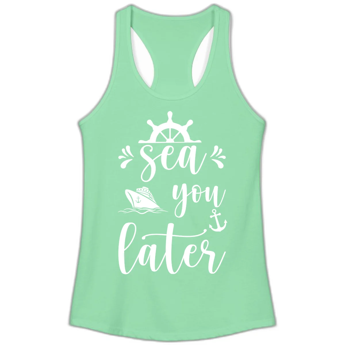 Sea You On The Sails Ladies Tank Top in Solid Mint