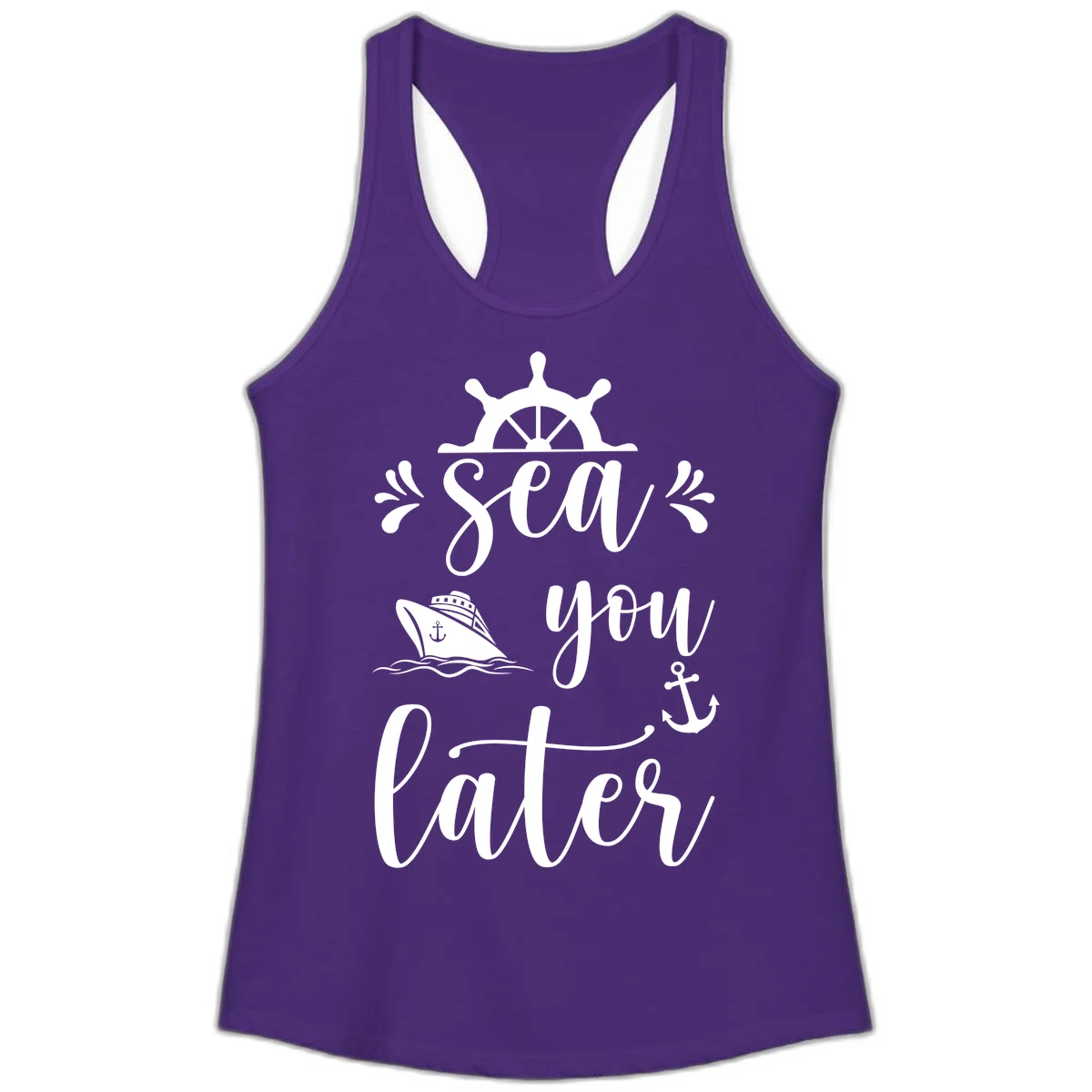 Sea You On The Sails Ladies Tank Top in Solid Purple Rush